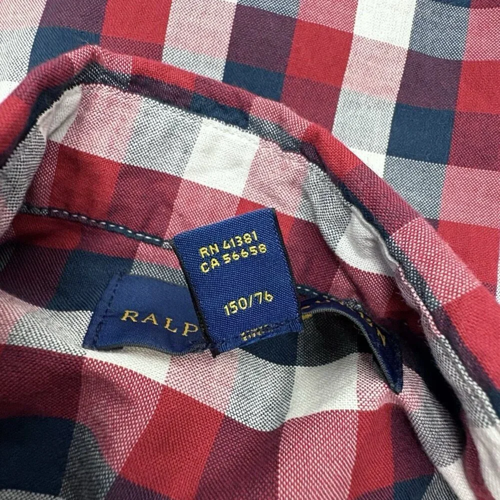 Ralph Lauren Patriotic Red White Blue Long Sleeve Button Down Shirt Youth Size M